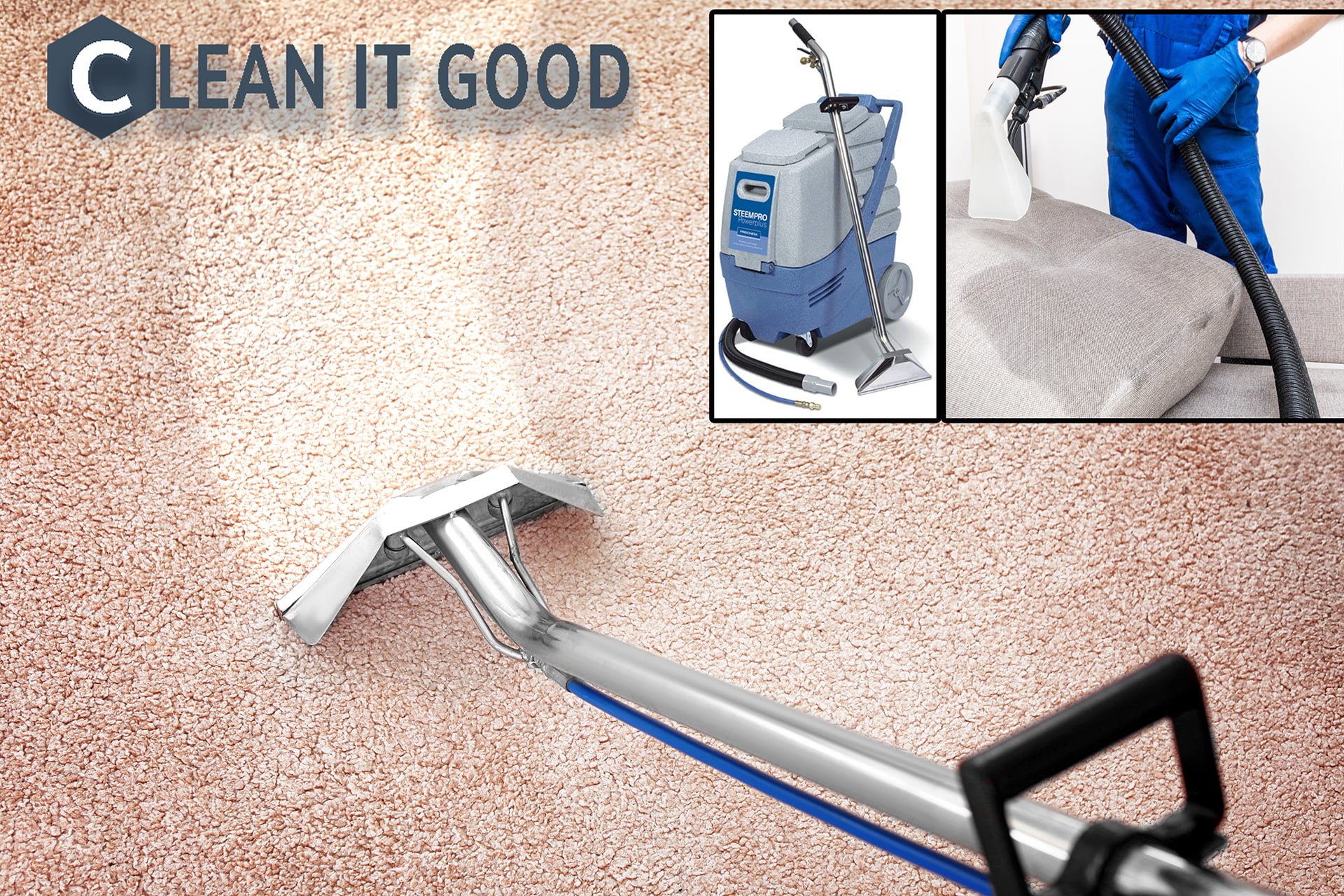 Removing dirt from carpet with professional vacuum cleaner indoors